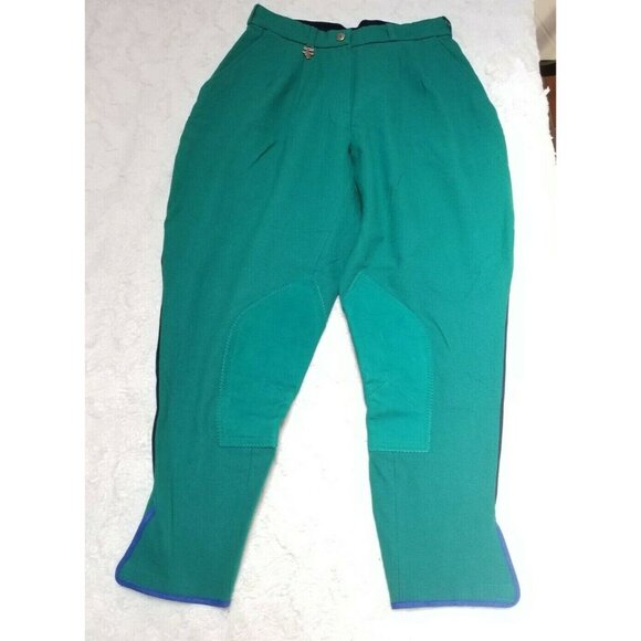 NEW Georg Schumacher Womens Cropped Pants Pleated Front Riding Breeches Green